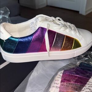 Kurt Geiger Multicolor Stripe White Sneakers
